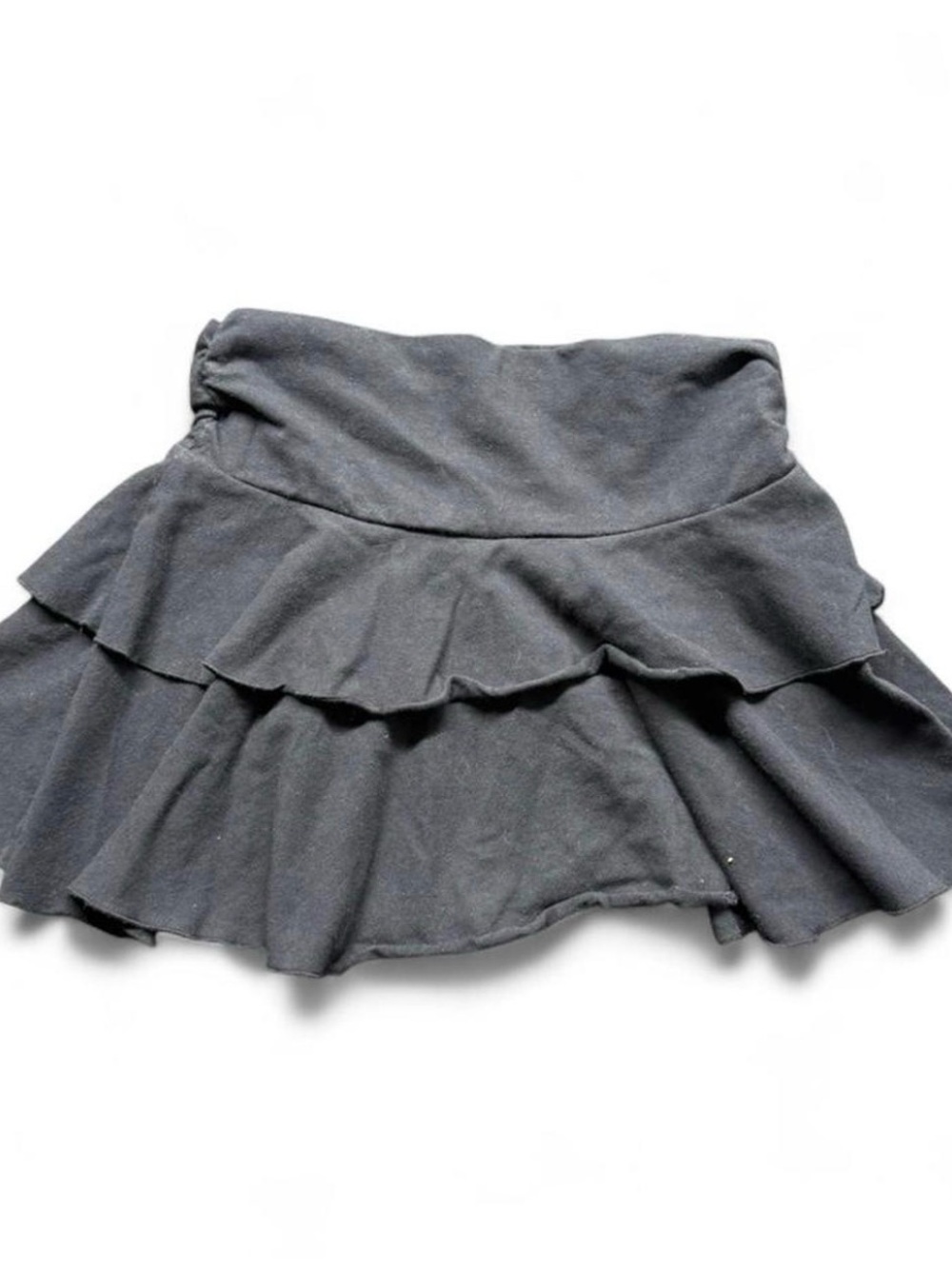 Tiered Ruffle Mini Skirt in Black - Bedazzled “Hawaii” in the Back
